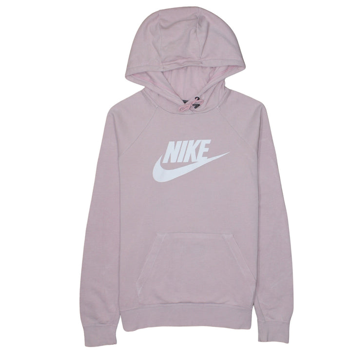 Nike Womens Pink Pullover Hoodie Small Cotton Blend Logo Sweatshirt