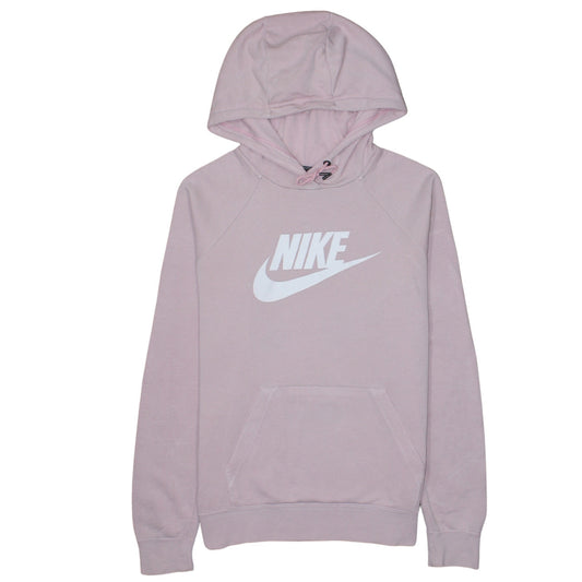 Nike Womens Pink Pullover Hoodie Small Cotton Blend Logo Sweatshirt