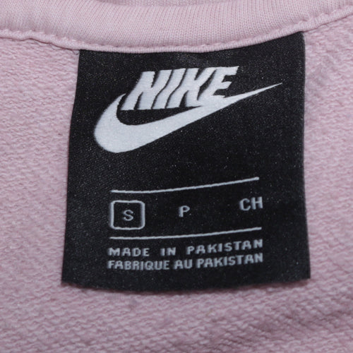 Nike Womens Pink Pullover Hoodie Small Cotton Blend Logo Sweatshirt