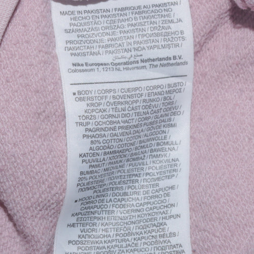 Nike Womens Pink Pullover Hoodie Small Cotton Blend Logo Sweatshirt