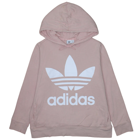 Adidas Women Pink Hoodie Size 16 Pullover Cotton Graphic Logo