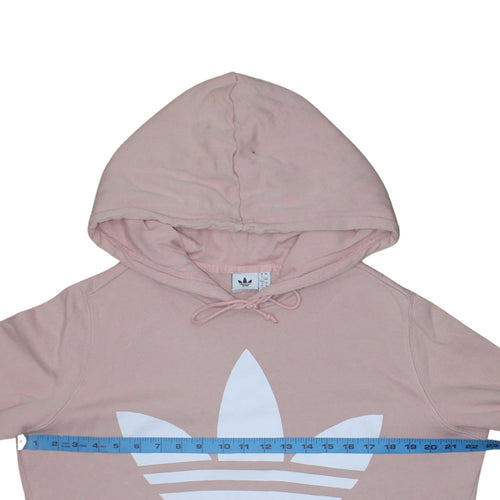 Adidas Women Pink Hoodie Size 16 Pullover Cotton Graphic Logo