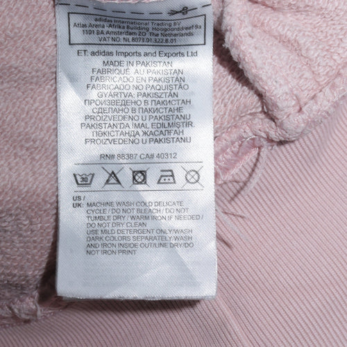 Adidas Women Pink Hoodie Size 16 Pullover Cotton Graphic Logo