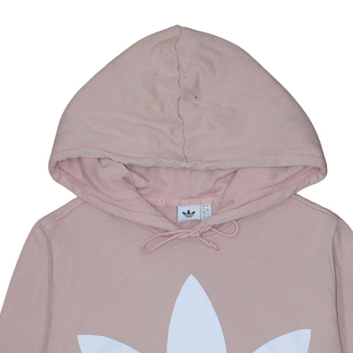 Adidas Women Pink Hoodie Size 16 Pullover Cotton Graphic Logo