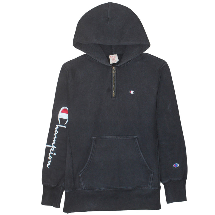 Champion Men's Black Large 1/2 Zip Hoodie Reverse Weave Sweatshirt