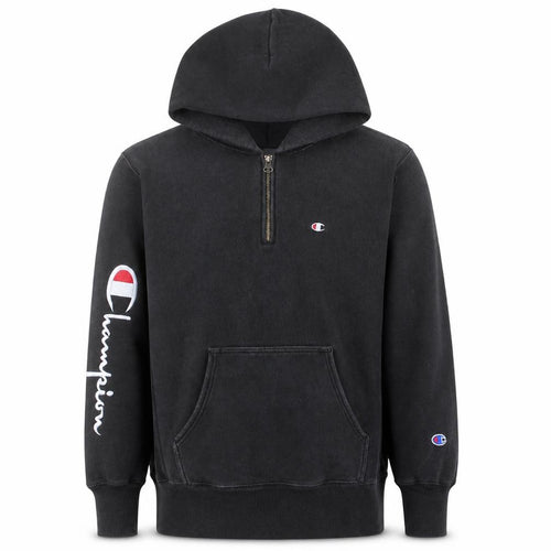 Champion Men's Black Large 1/2 Zip Hoodie Reverse Weave Sweatshirt