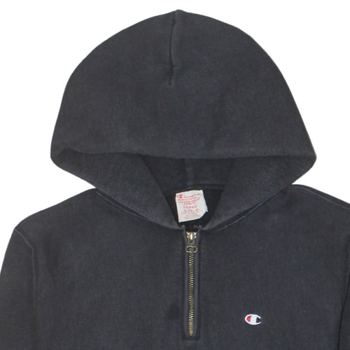 Champion Men's Black Large 1/2 Zip Hoodie Reverse Weave Sweatshirt