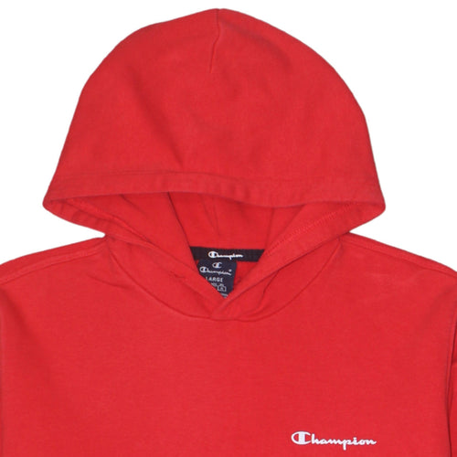 Champion Men's Red Pullover Hoodie Large Logo Sweatshirt
