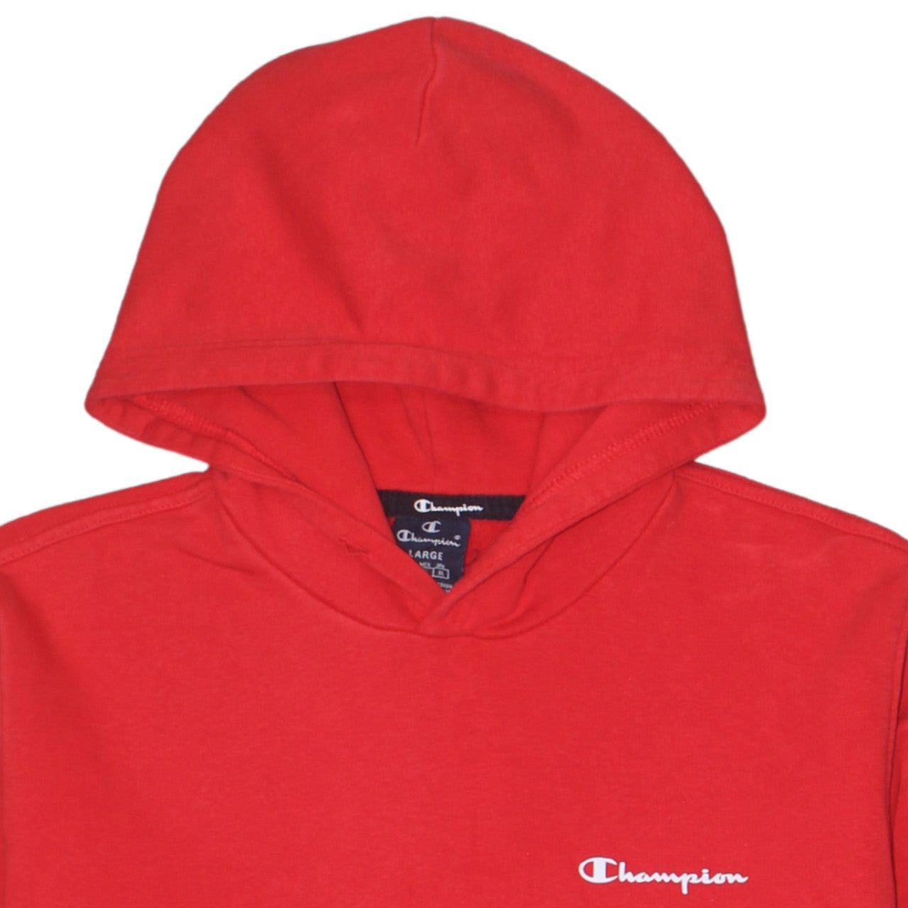 Champion Men's Red Pullover Hoodie Large Logo Sweatshirt