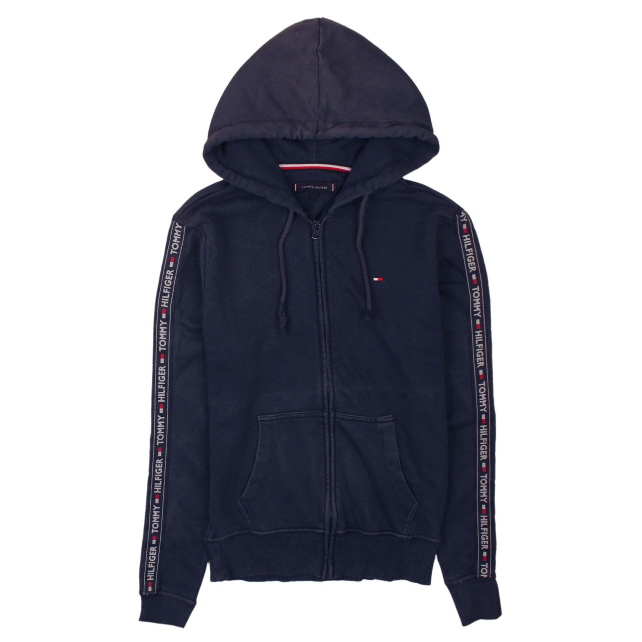Tommy Hilfiger Men's Blue Full Zip Hoodie Size S Logo Trim