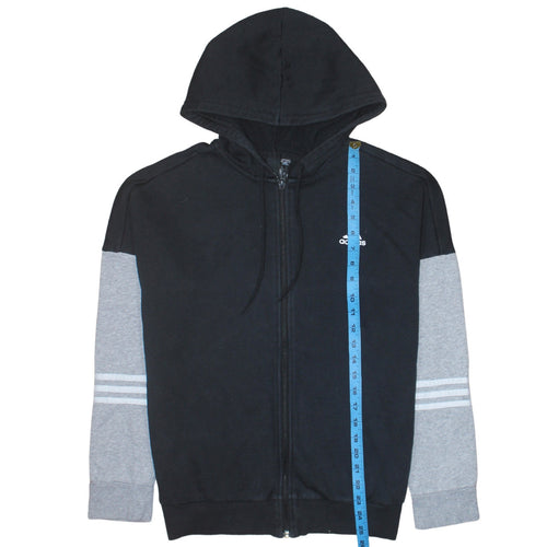 Adidas Womens Black & Grey Full Zip Hoodie Size L 16-18 Cotton Blend