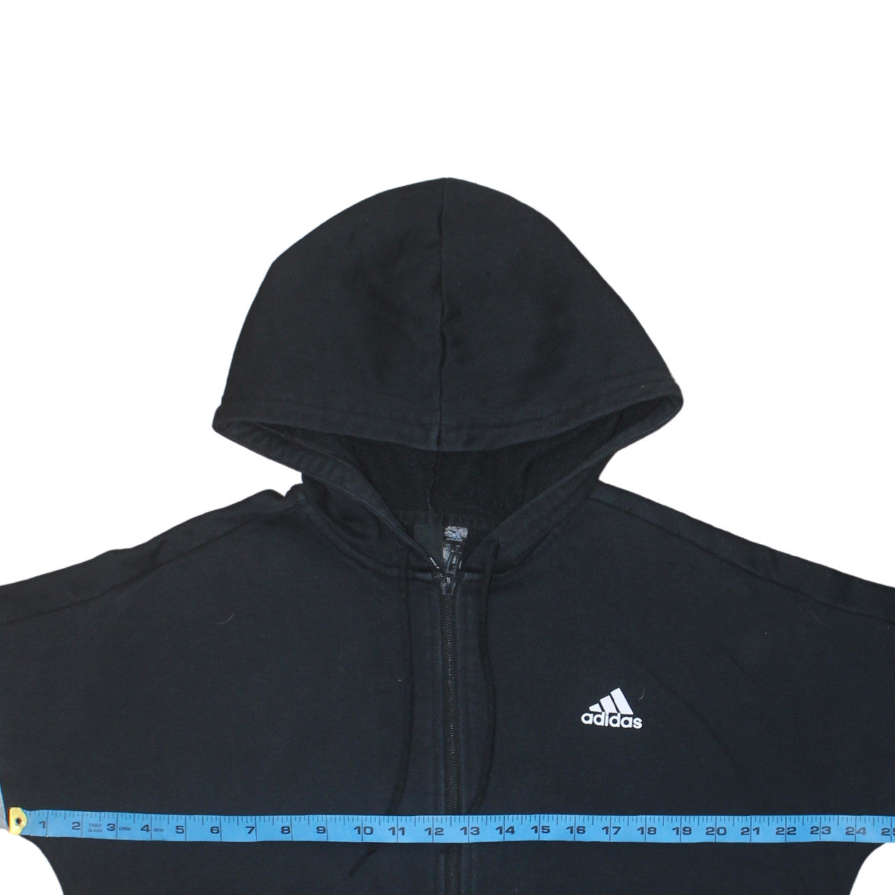 Adidas Womens Black & Grey Full Zip Hoodie Size L 16-18 Cotton Blend