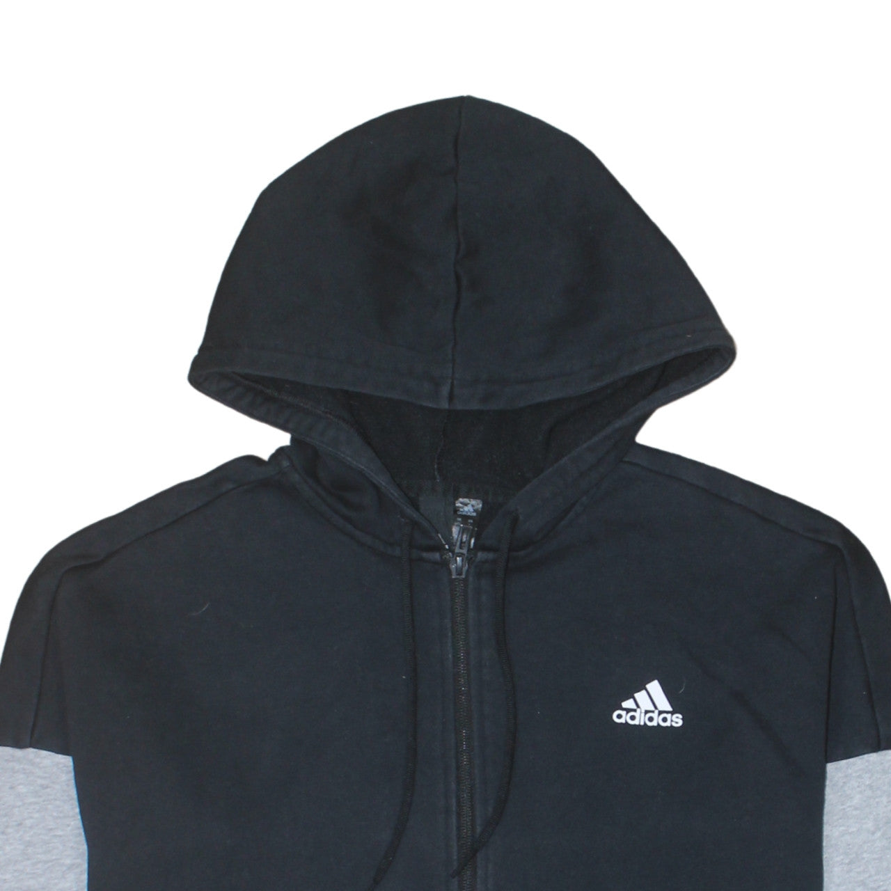 Adidas Womens Black & Grey Full Zip Hoodie Size L 16-18 Cotton Blend