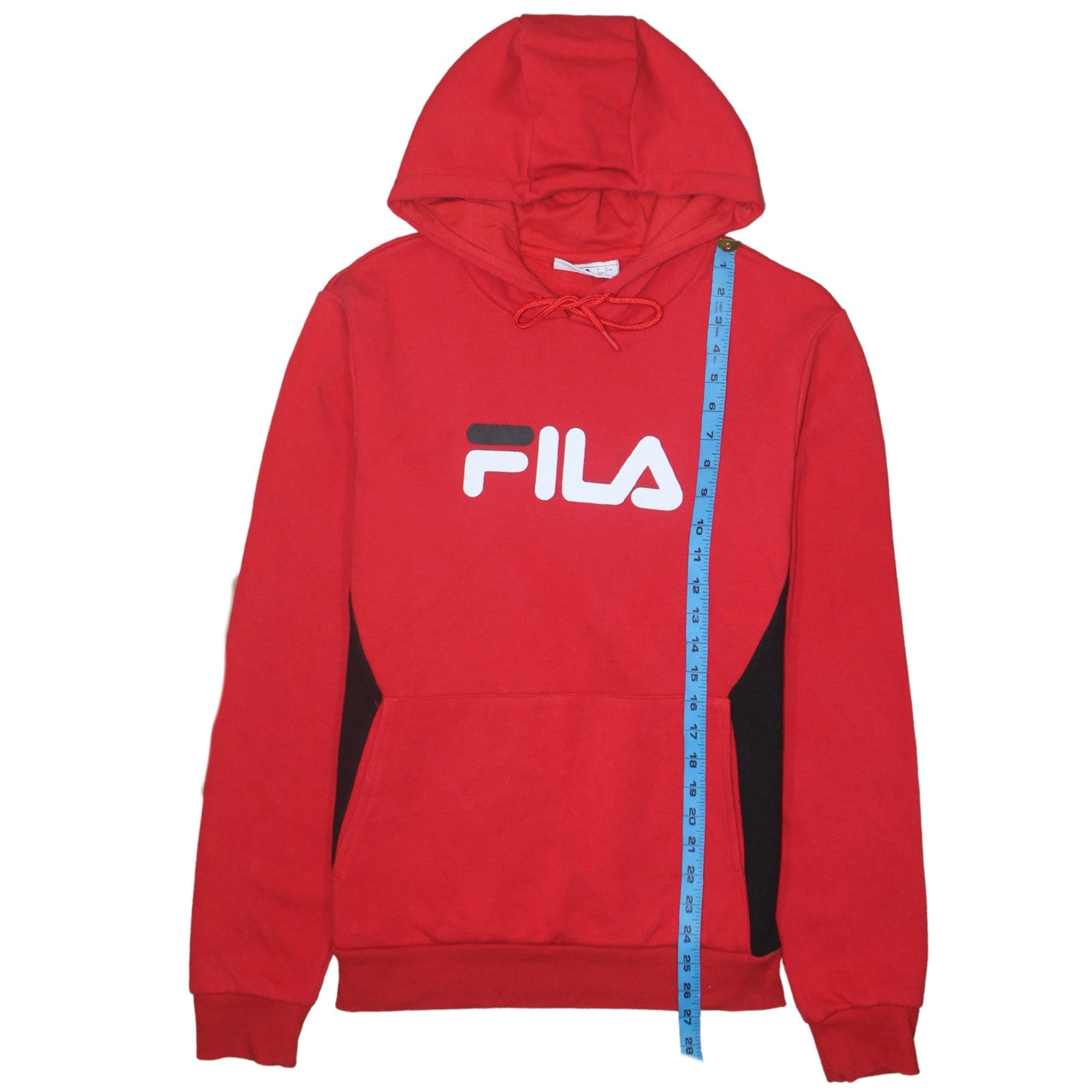 FILA Mens Red Pullover Hoodie L Logo Sports Sweatshirt