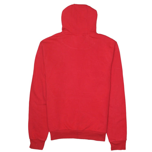 FILA Mens Red Pullover Hoodie L Logo Sports Sweatshirt