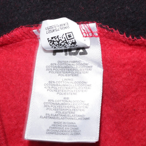 FILA Mens Red Pullover Hoodie L Logo Sports Sweatshirt
