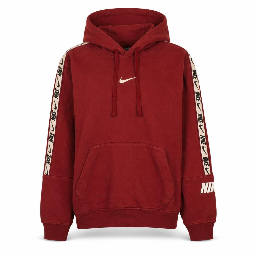 Front view of Nike Women's Red Pullover Hoodie XS Standard Fit Logo Sleeve