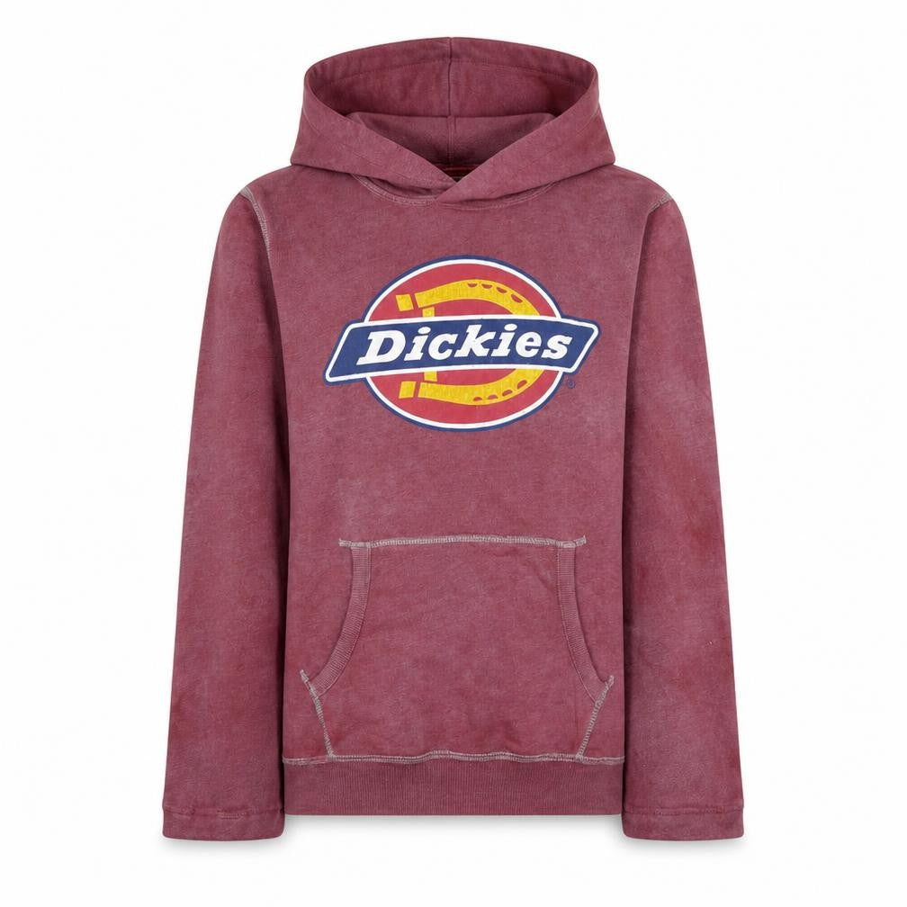 Front view of Dickies Women’s Maroon Pullover Hoodie M Cotton Logo Print