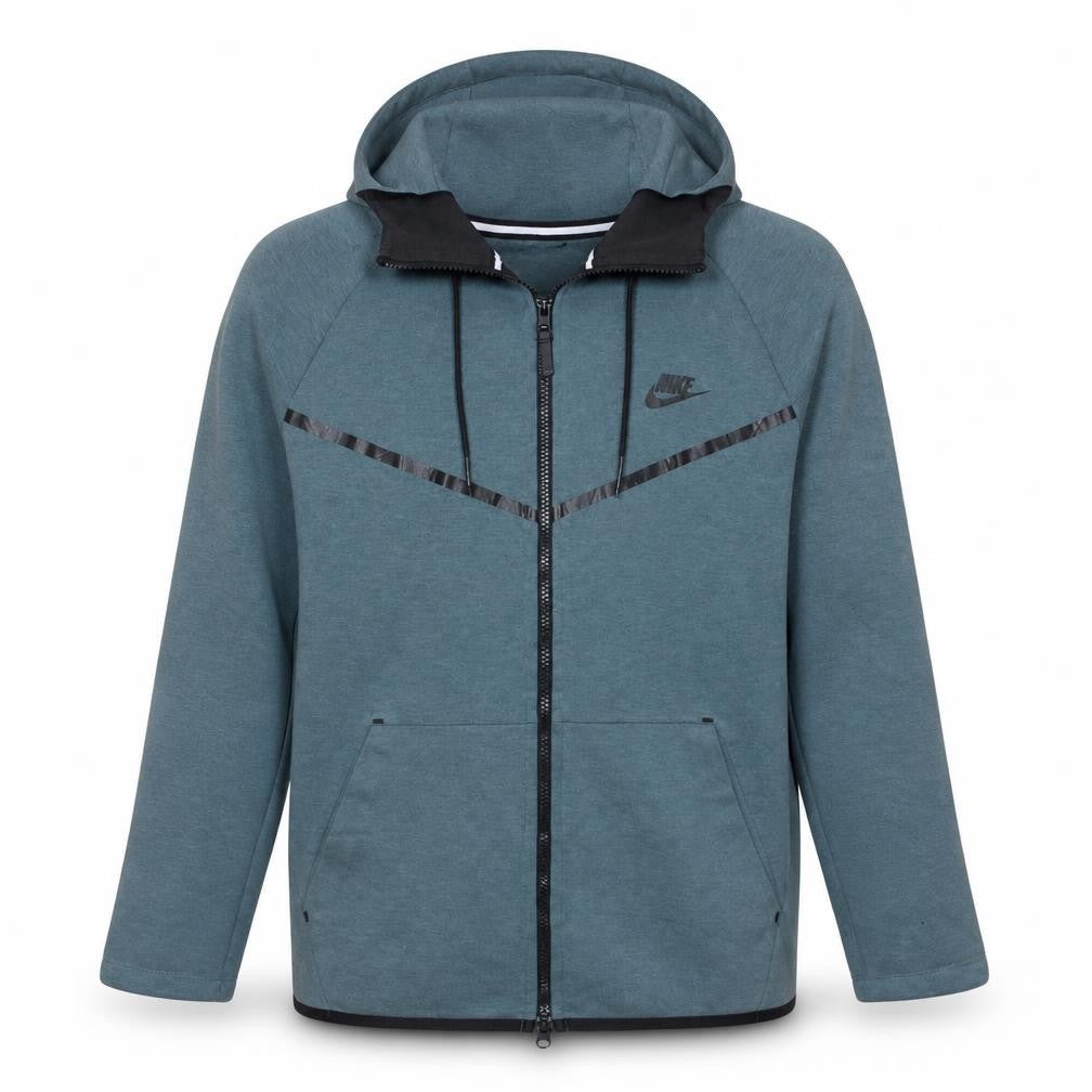 Front view of Nike Men's Green Full Zip Hoodie, size L, Regular Fit