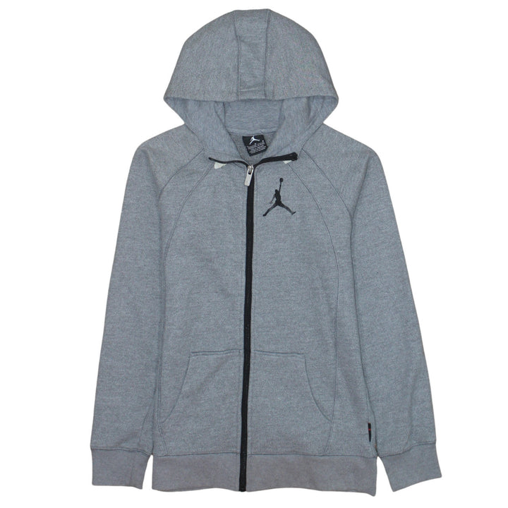Jordan Boys Grey Full Zip Hoodie 12-13 Years Cotton Blend Fleece
