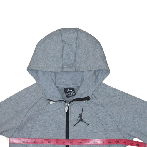 Jordan Boys Grey Full Zip Hoodie 12-13 Years Cotton Blend Fleece