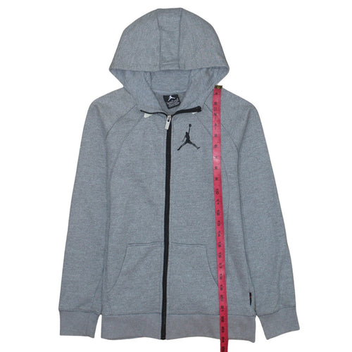 Jordan Boys Grey Full Zip Hoodie 12-13 Years Cotton Blend Fleece