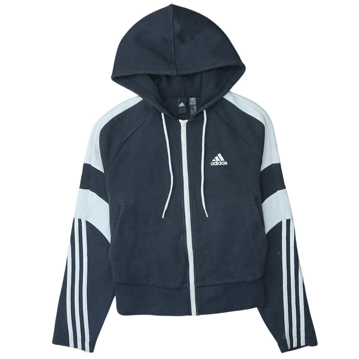 Adidas Womens Black Full Zip Hoodie Size 12 Hooded Sweatshirt