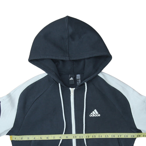 Adidas Womens Black Full Zip Hoodie Size 12 Hooded Sweatshirt