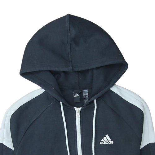 Adidas Womens Black Full Zip Hoodie Size 12 Hooded Sweatshirt