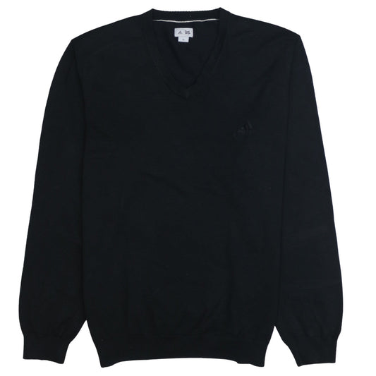 Adidas Men's Black V-Neck Pullover Jumper XL Classic Knit