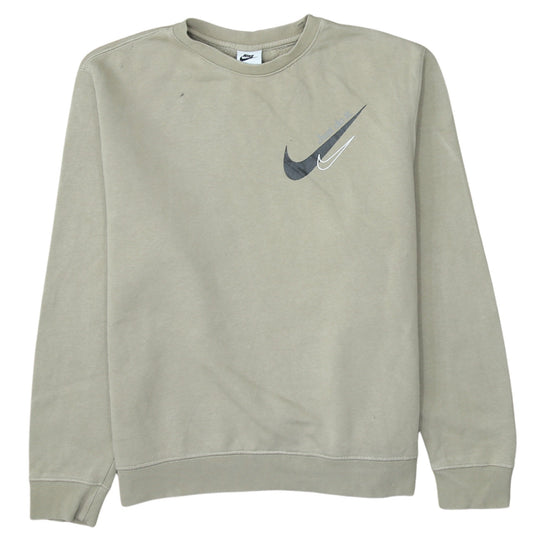 Nike Women’s Beige Crew Neck Pullover Sweatshirt M Logo Print