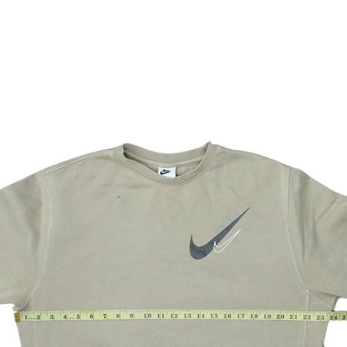 Nike Women’s Beige Crew Neck Pullover Sweatshirt M Logo Print