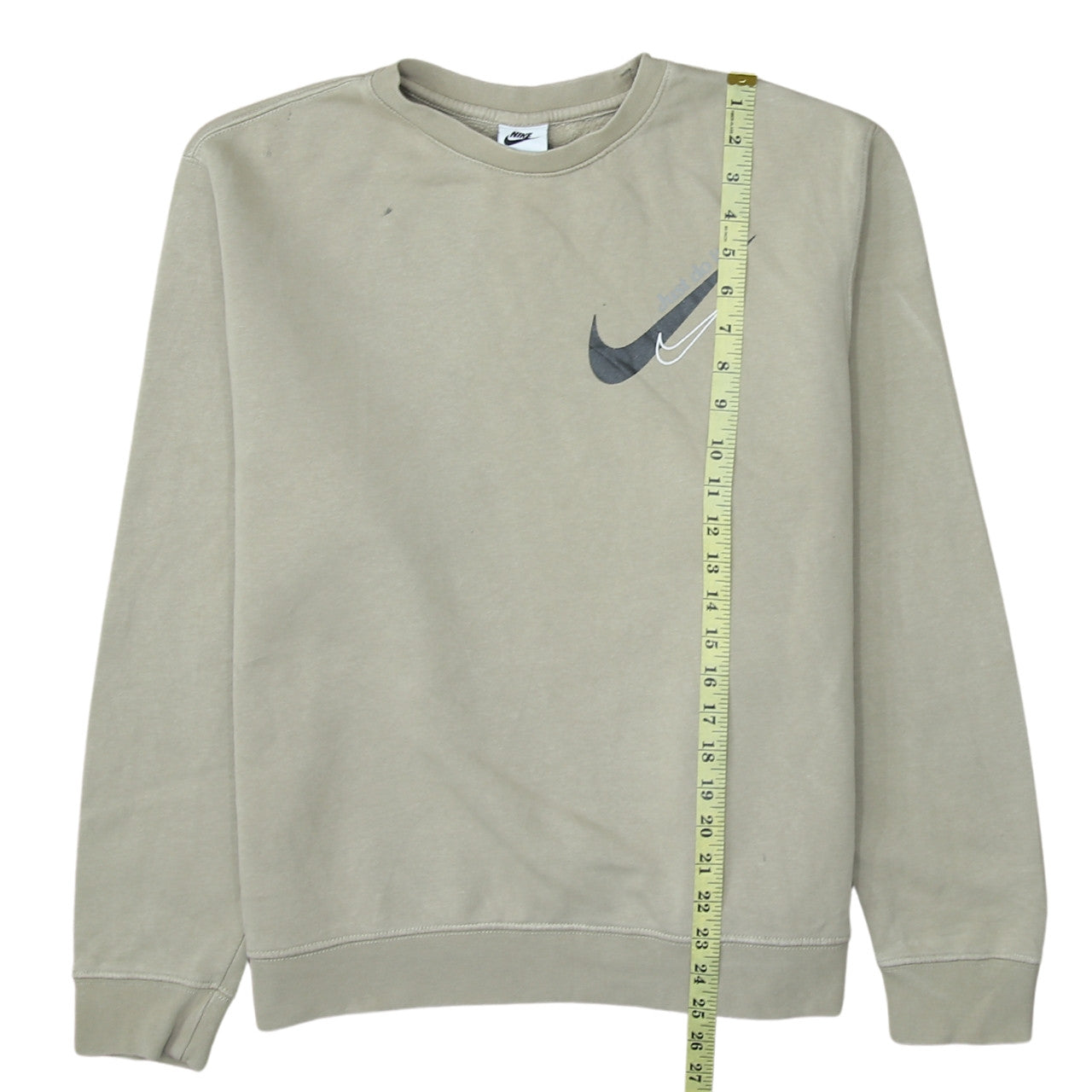 Nike Women’s Beige Crew Neck Pullover Sweatshirt M Logo Print
