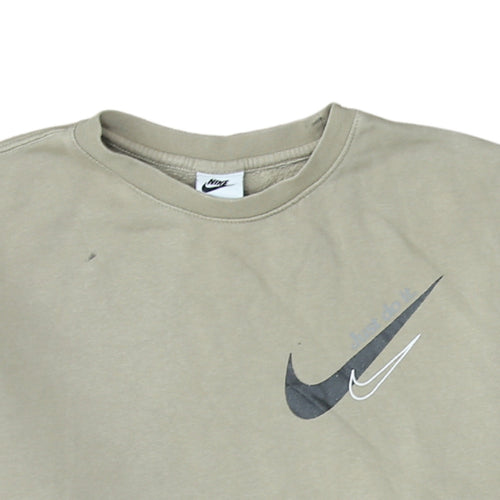 Nike Women’s Beige Crew Neck Pullover Sweatshirt M Logo Print