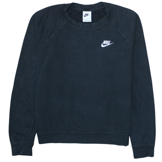 Nike Men Black Crew Neck Pullover Sweatshirt Size S Regular Fit