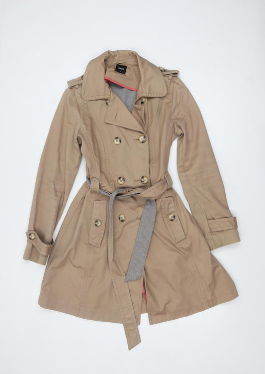 Oasis Women's Beige Trench Coat S Belted Classic Mid-Length