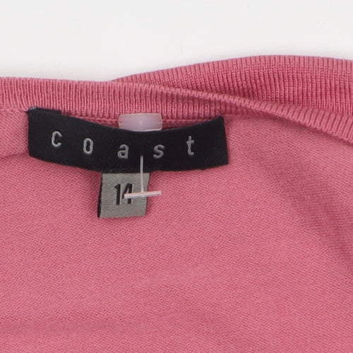 Coast Women’s Pink Silk Blend Wrap Jumper Size 14 Long Sleeve