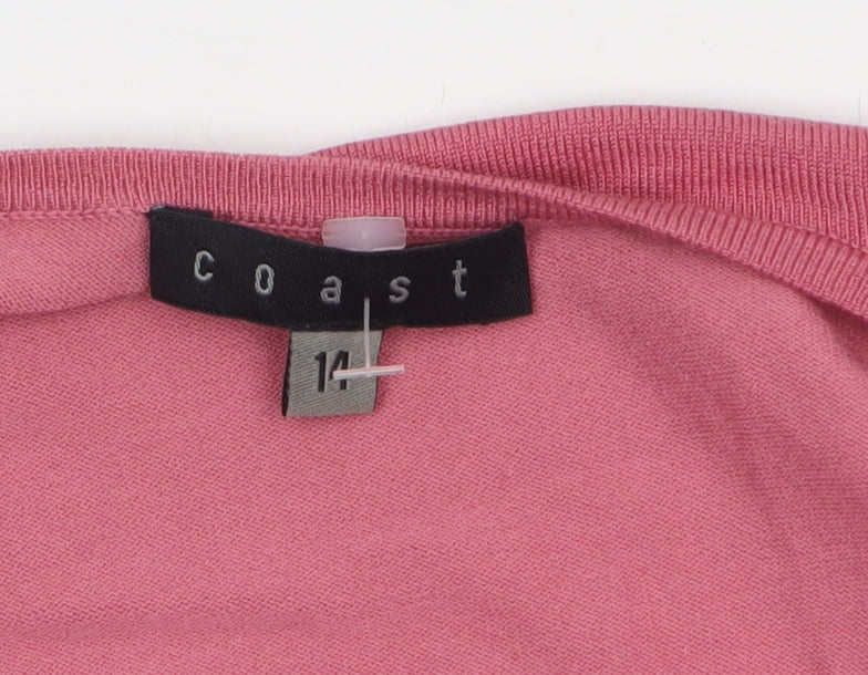 Coast Women’s Pink Silk Blend Wrap Jumper Size 14 Long Sleeve