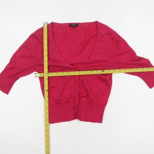 Hobbs Women's Pink Cotton V-Neck Cardigan Size 8