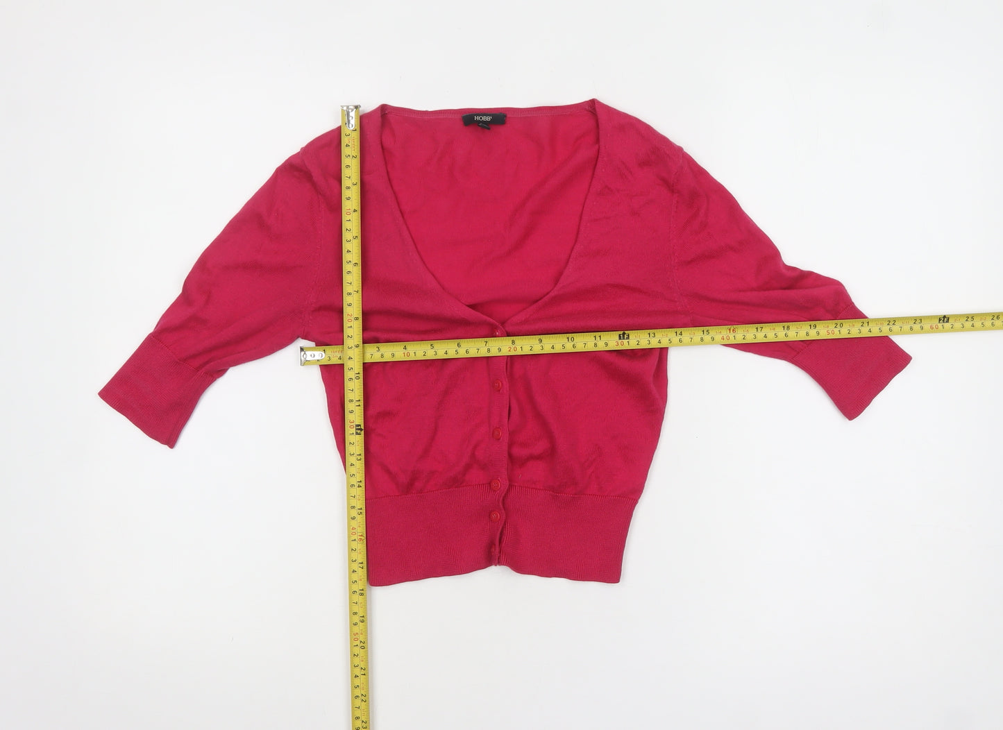 Hobbs Women's Pink Cotton V-Neck Cardigan Size 8