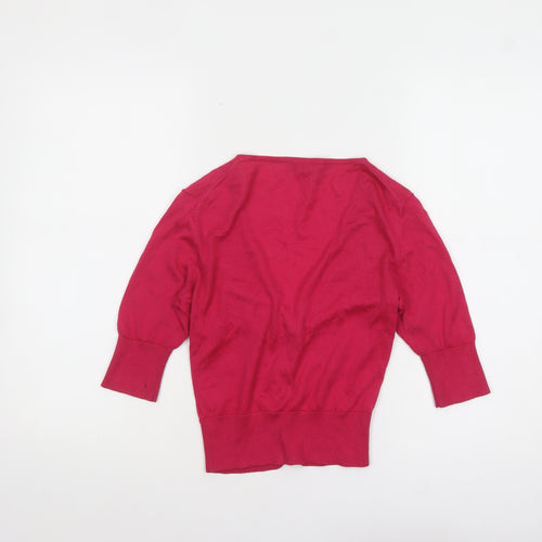 Hobbs Women's Pink Cotton V-Neck Cardigan Size 8