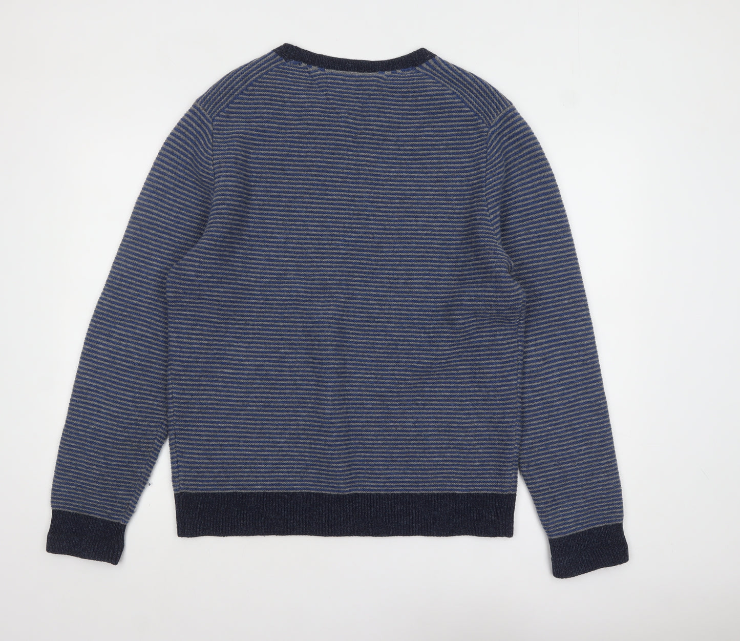 Tommy Hilfiger Men’s Blue Striped Wool Blend Crew Neck Jumper L