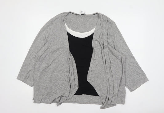 Spirit Women Grey Kimono Style Jersey Blouse Size 24
