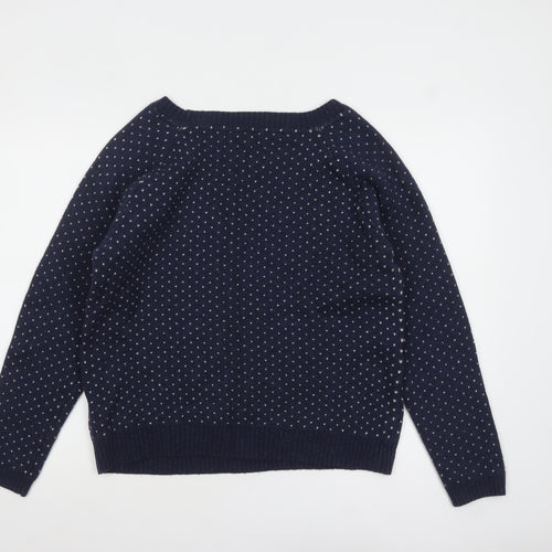 FatFace Women Blue Reindeer Fair Isle Crew Neck Pullover Jumper Size 18