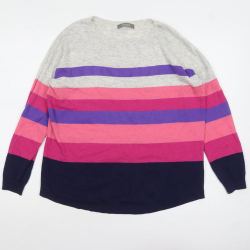 Oasis Women’s Multicoloured Striped Crew Neck Pullover Jumper M