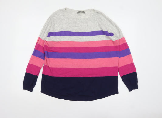 Oasis Women’s Multicoloured Striped Crew Neck Pullover Jumper M