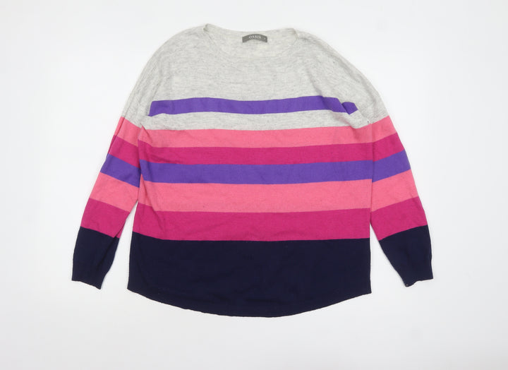 Oasis Women’s Multicoloured Striped Crew Neck Pullover Jumper M