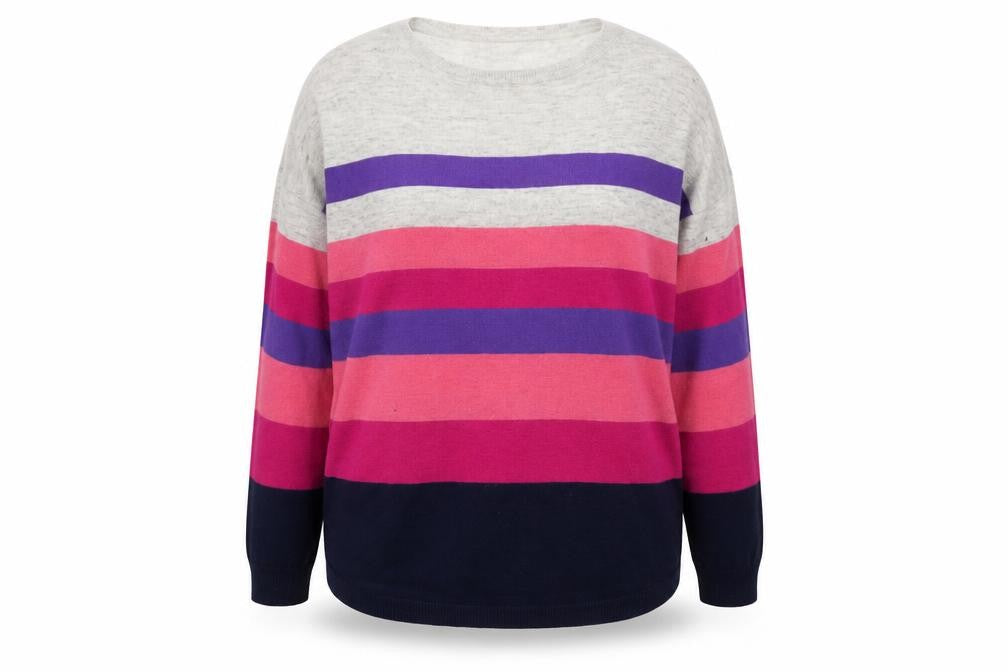 Front view of Oasis Women’s Multicoloured Striped Crew Neck jumper M