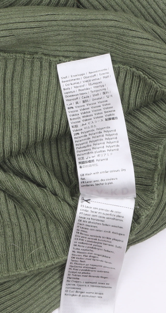 NA-KD Women’s Green Wrap Ribbed V-Neck Jumper Size M