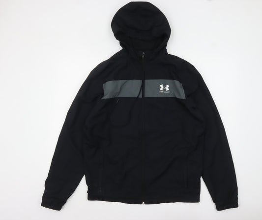 Under Armour Men's Black Medium Hooded Windbreaker Jacket